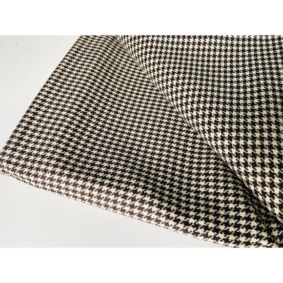 Vintage sewing fabric 70s knit checkered hounds tooth material. Brown cream. - Picture 1 of 7